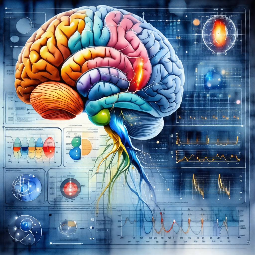 Detailed illustration of a human brain, with a focus on t...