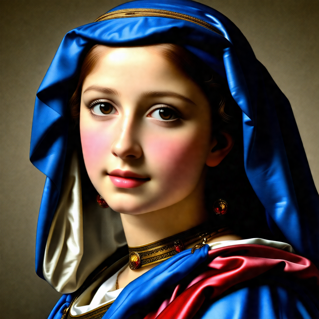 Beautiful young woman wearing a blue dress and a blue veil