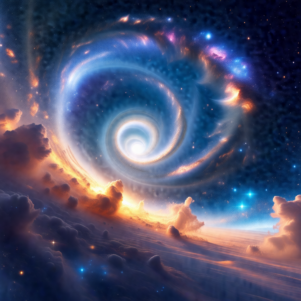 Vibrant and colorful space scene, featuring a spiral gala...