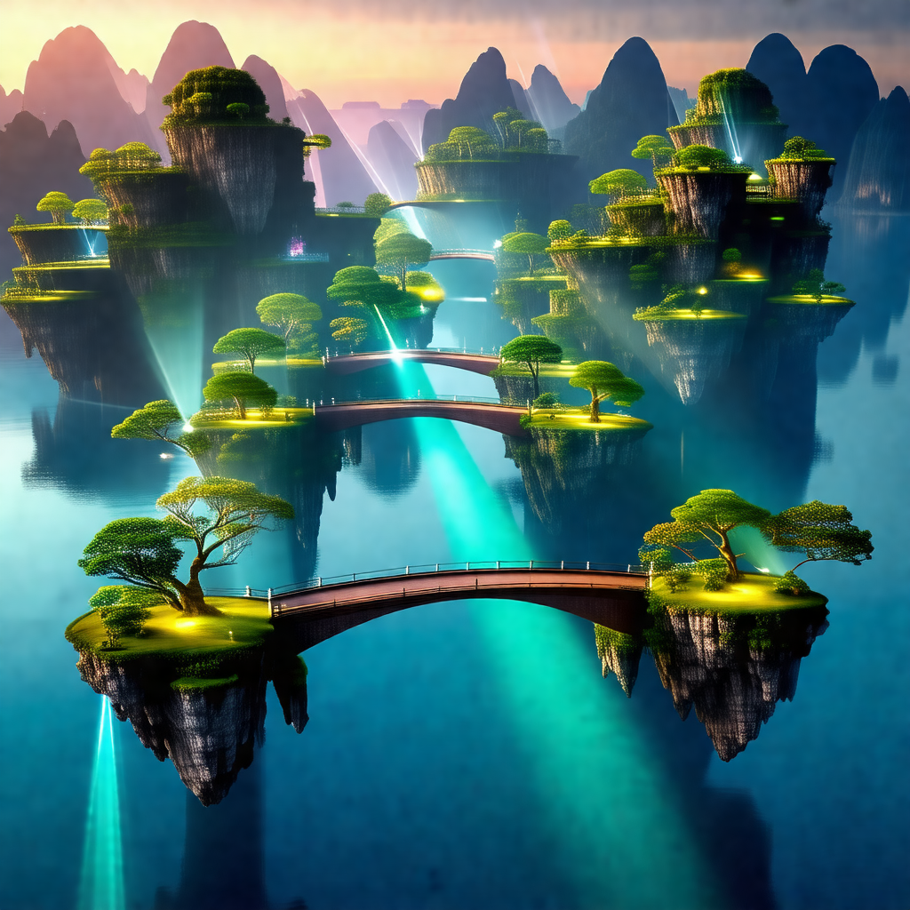 Computer-generated (cgi) depiction of a lush, green islan...