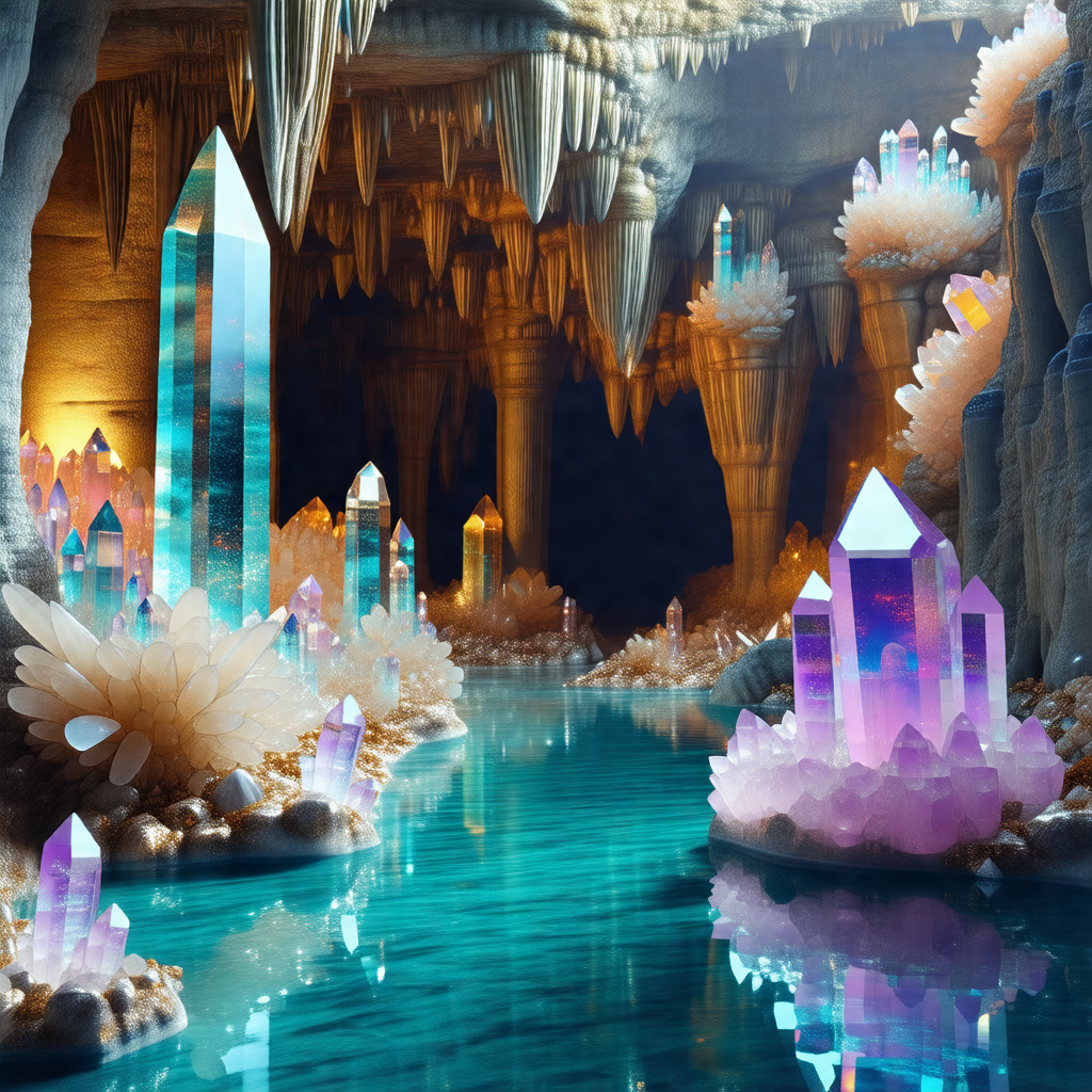 Cave with a river flowing through it