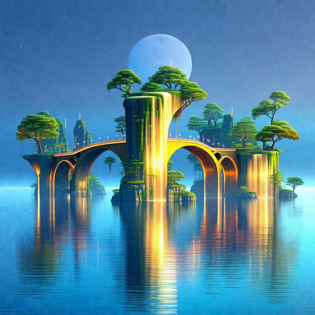 Beautiful island with a bridge connecting it to the mainland