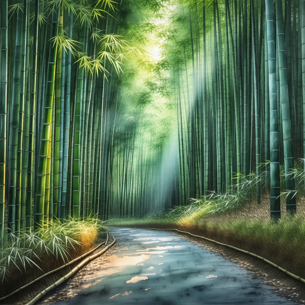 Serene forest scene with a pathway running through it