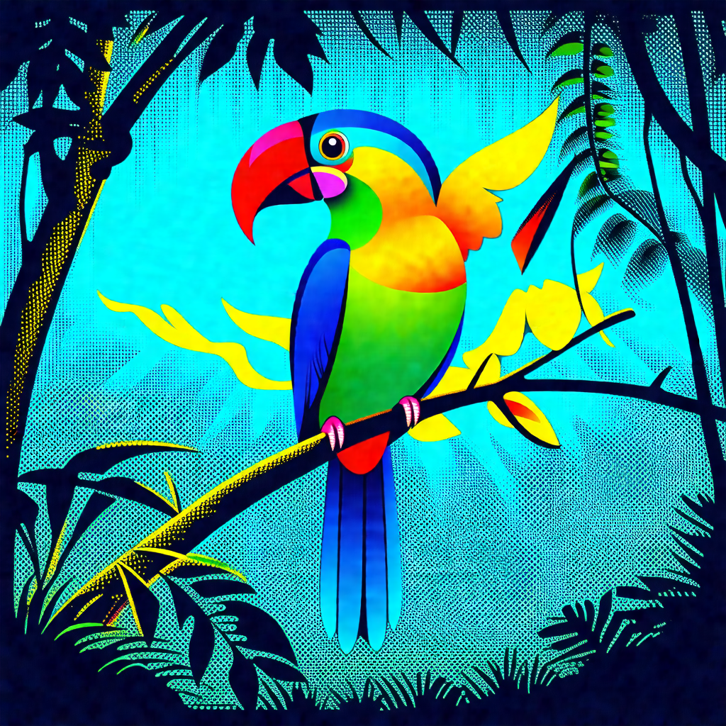 Colorful parrot perched on a tree branch