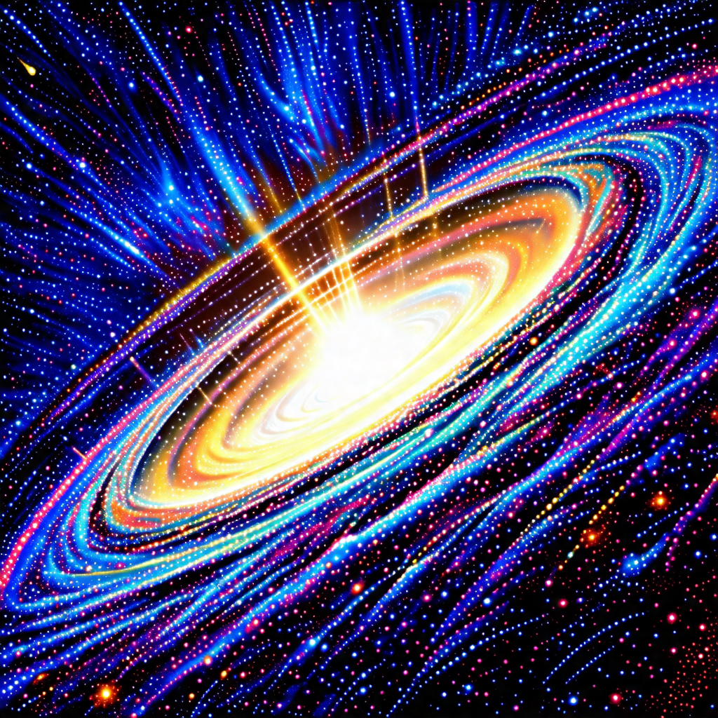 Vibrant and colorful representation of a spiral galaxy