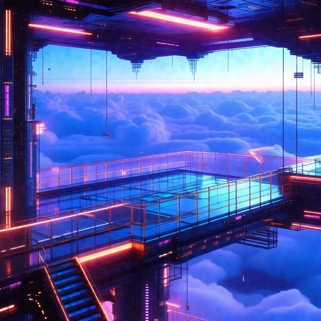 Futuristic cityscape with a large, multi-level building t...
