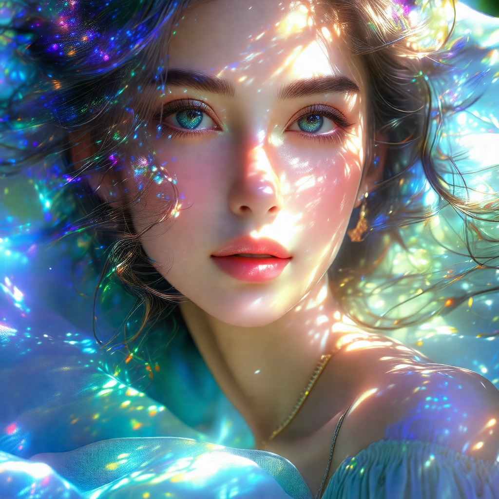 Beautiful young woman with long hair, lying down and look...