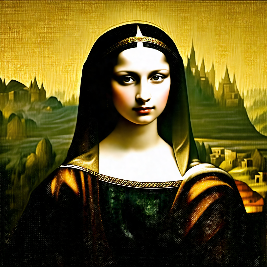 Painting of a woman with a hooded head, possibly a nun
