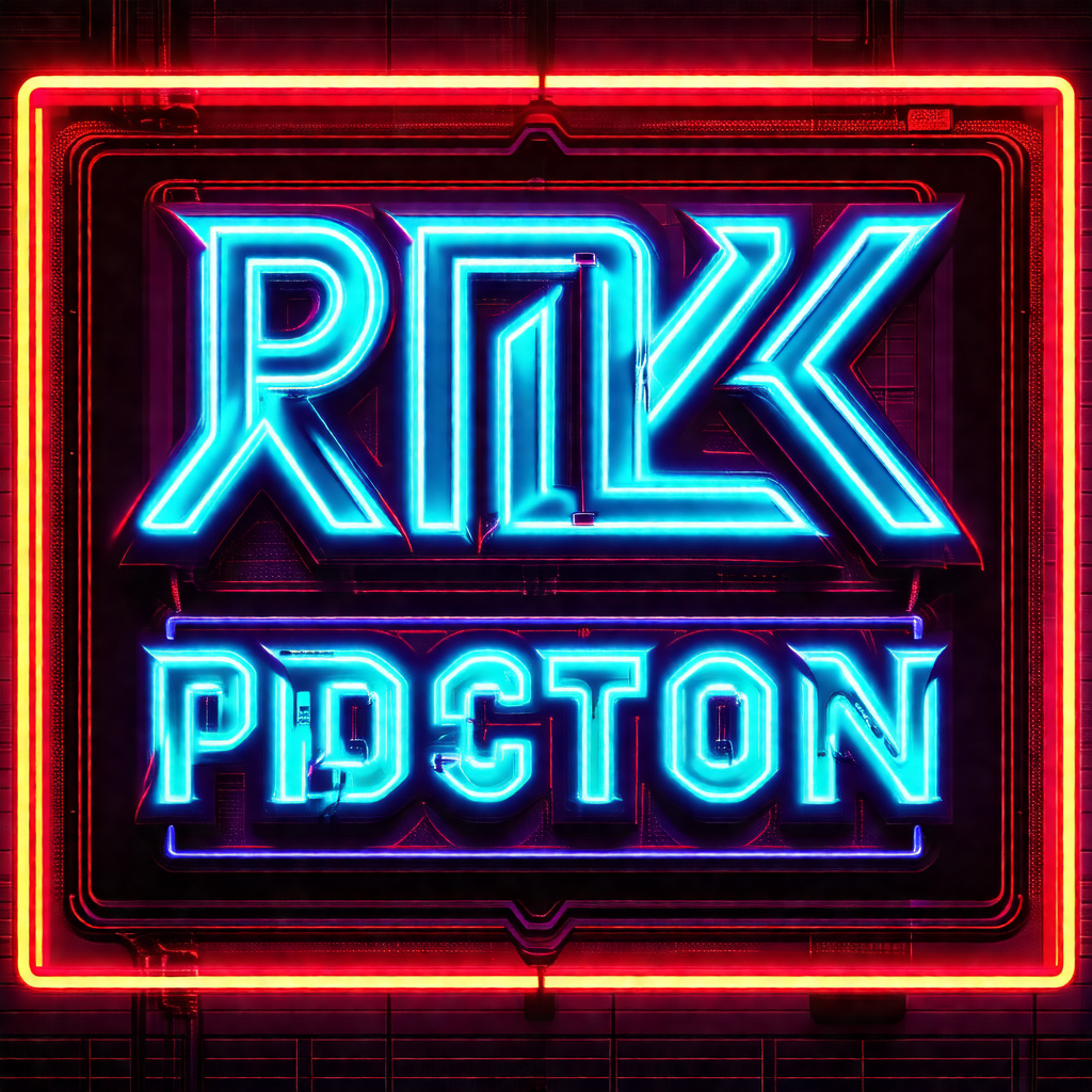 Neon sign that reads "rkpd" in a bright red color