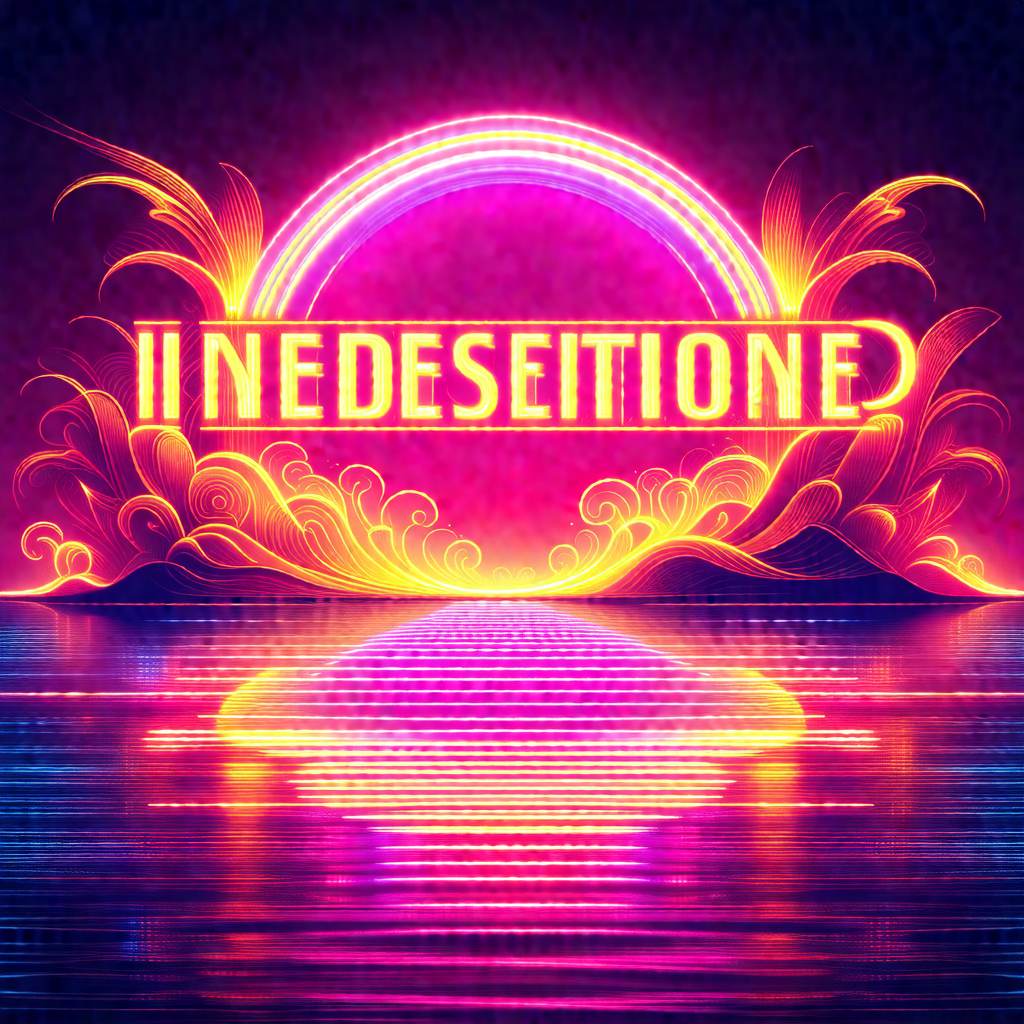 Neon-colored artistic representation of a boat on the water