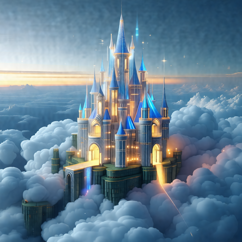 Beautifully designed castle floating in the sky