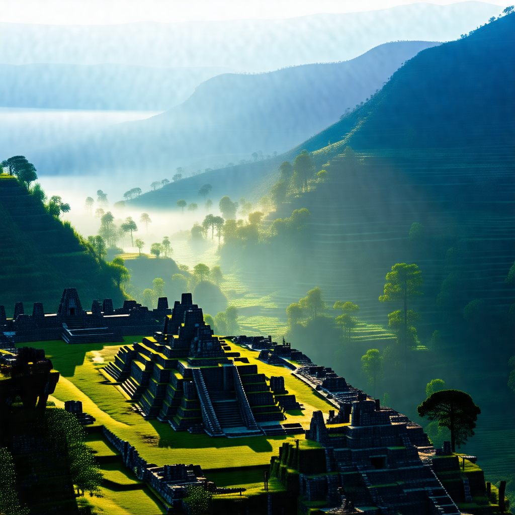 Computer-generated (cgi) depiction of a large ancient cit...