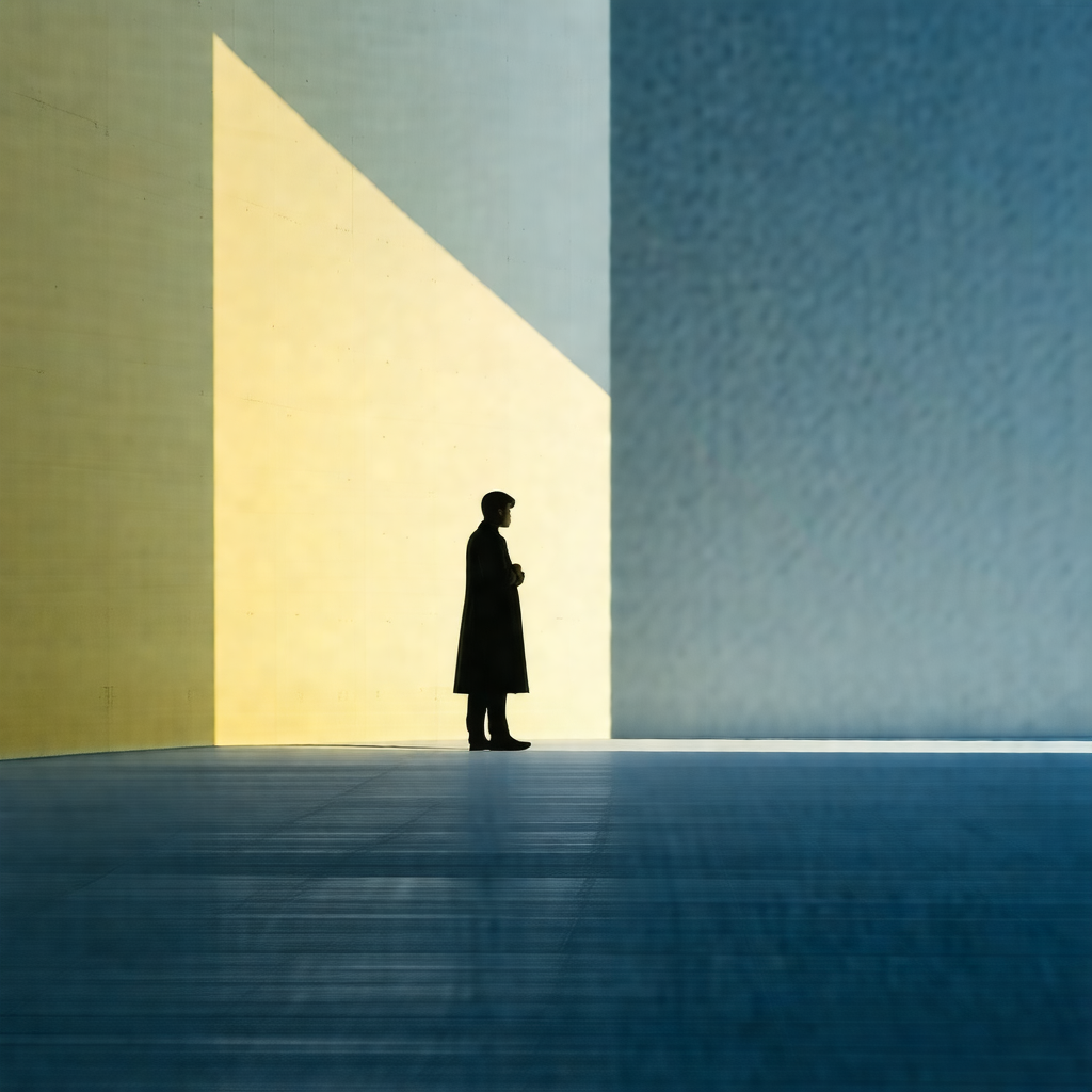 Man standing in a room, possibly a hallway or a room with...