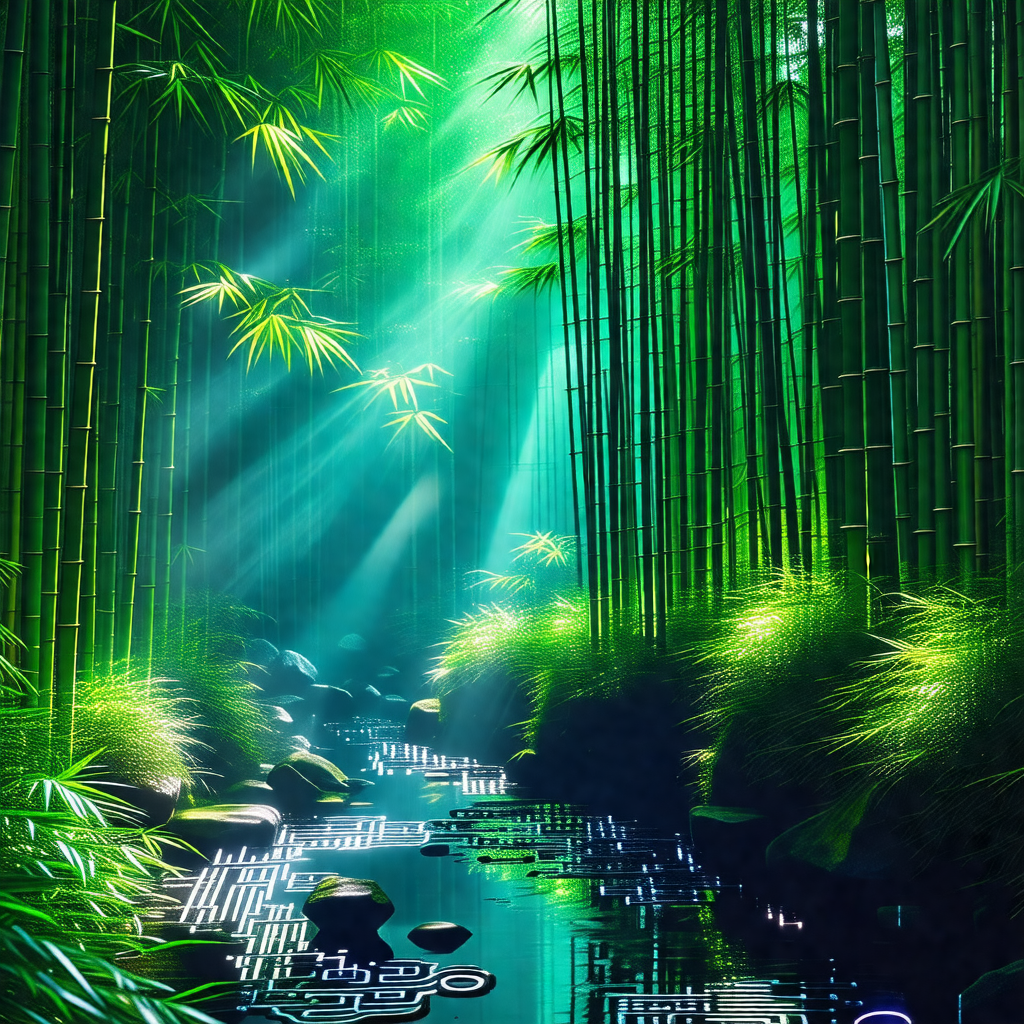Serene scene of a river flowing through a lush green forest