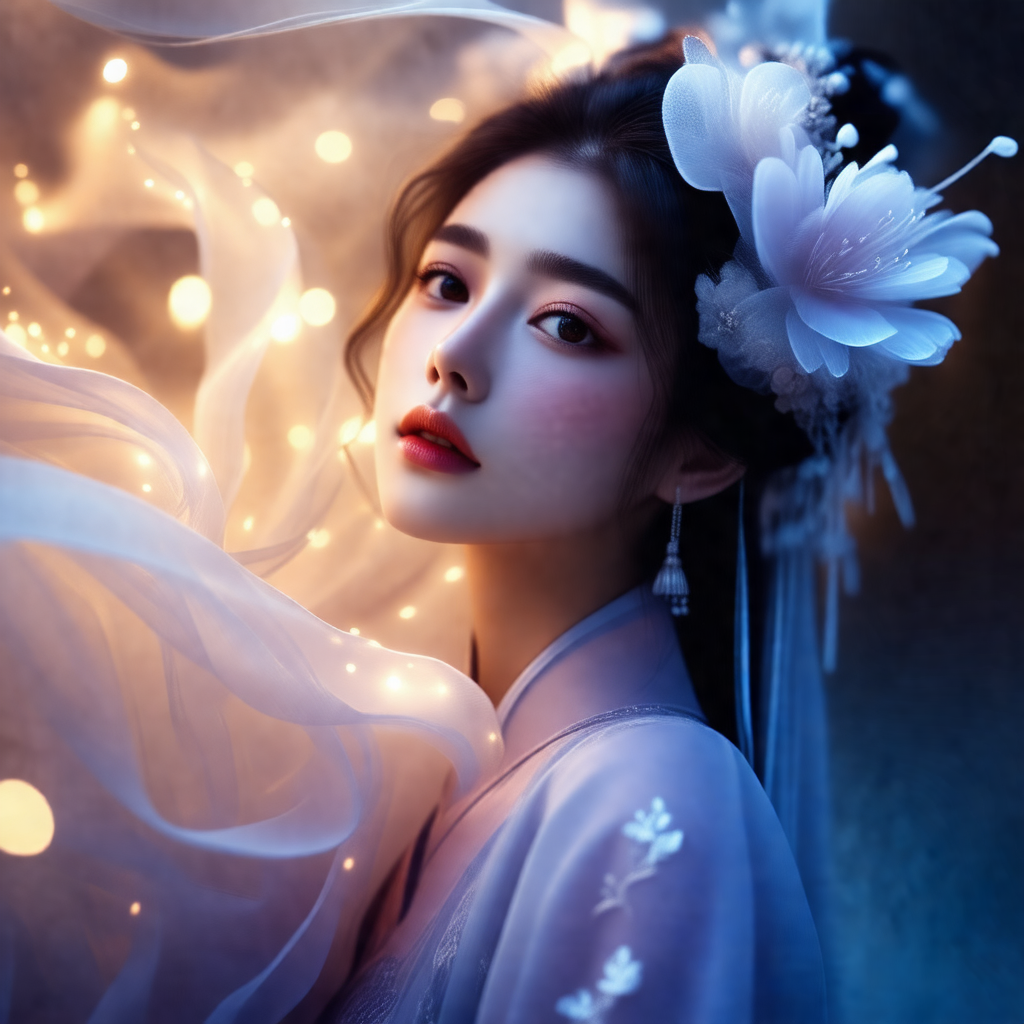 Beautiful young woman wearing a white and pink dress, ado...