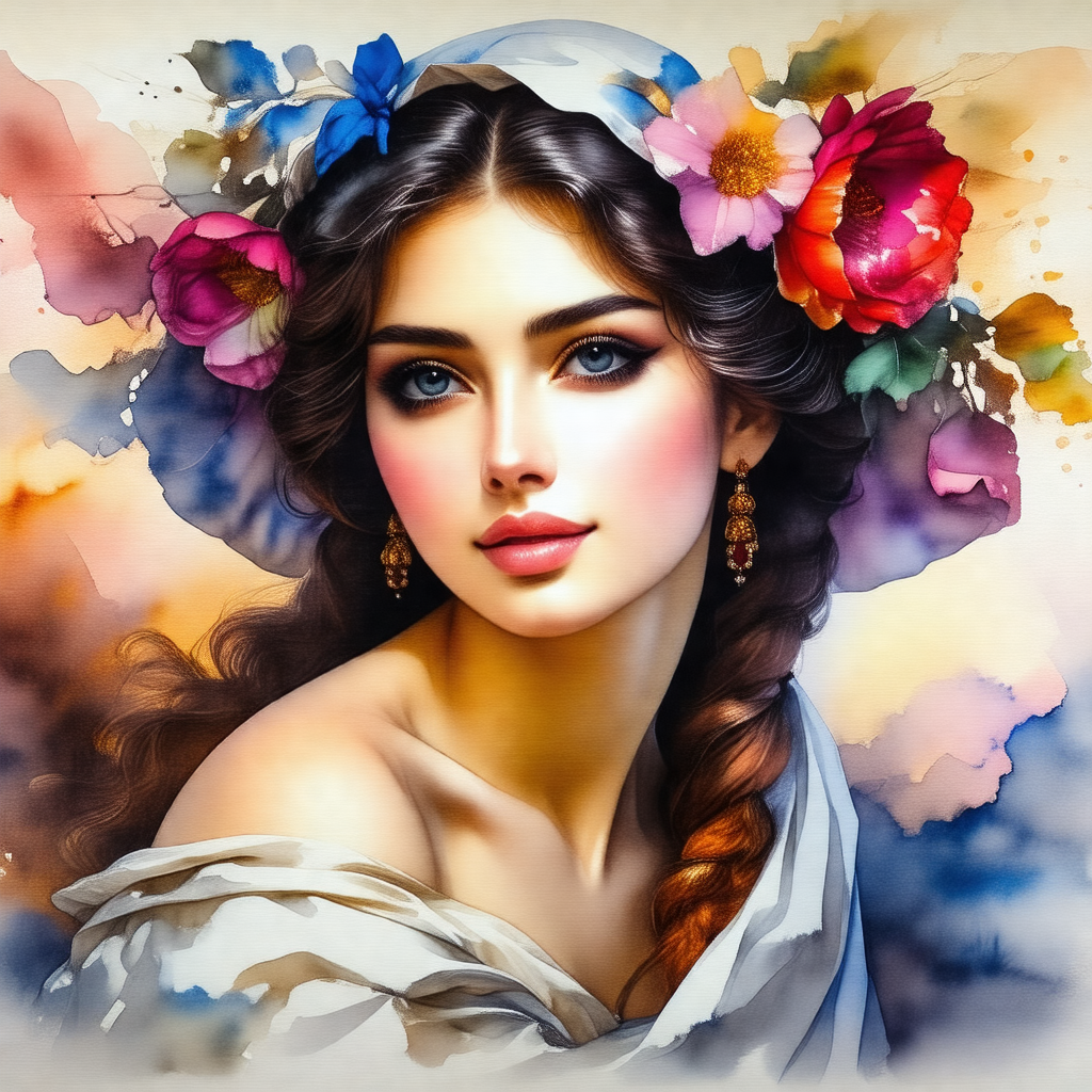 Beautiful woman with long, flowing hair