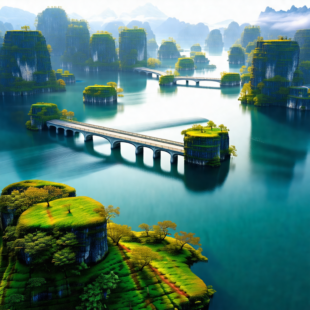 Beautifully rendered 3d animation of a bridge crossing a ...