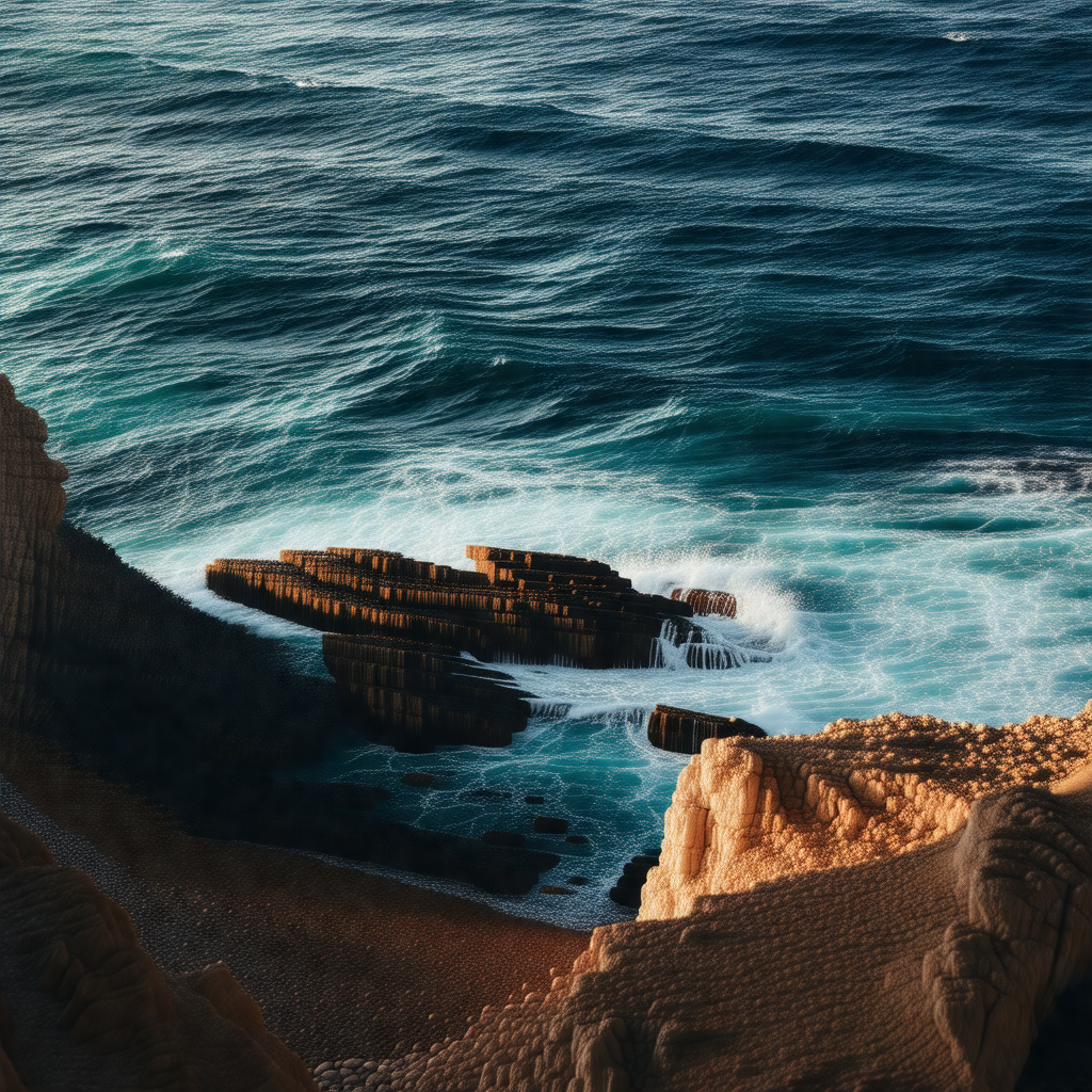 Beautiful beach scene with a rocky cliff overlooking the ...