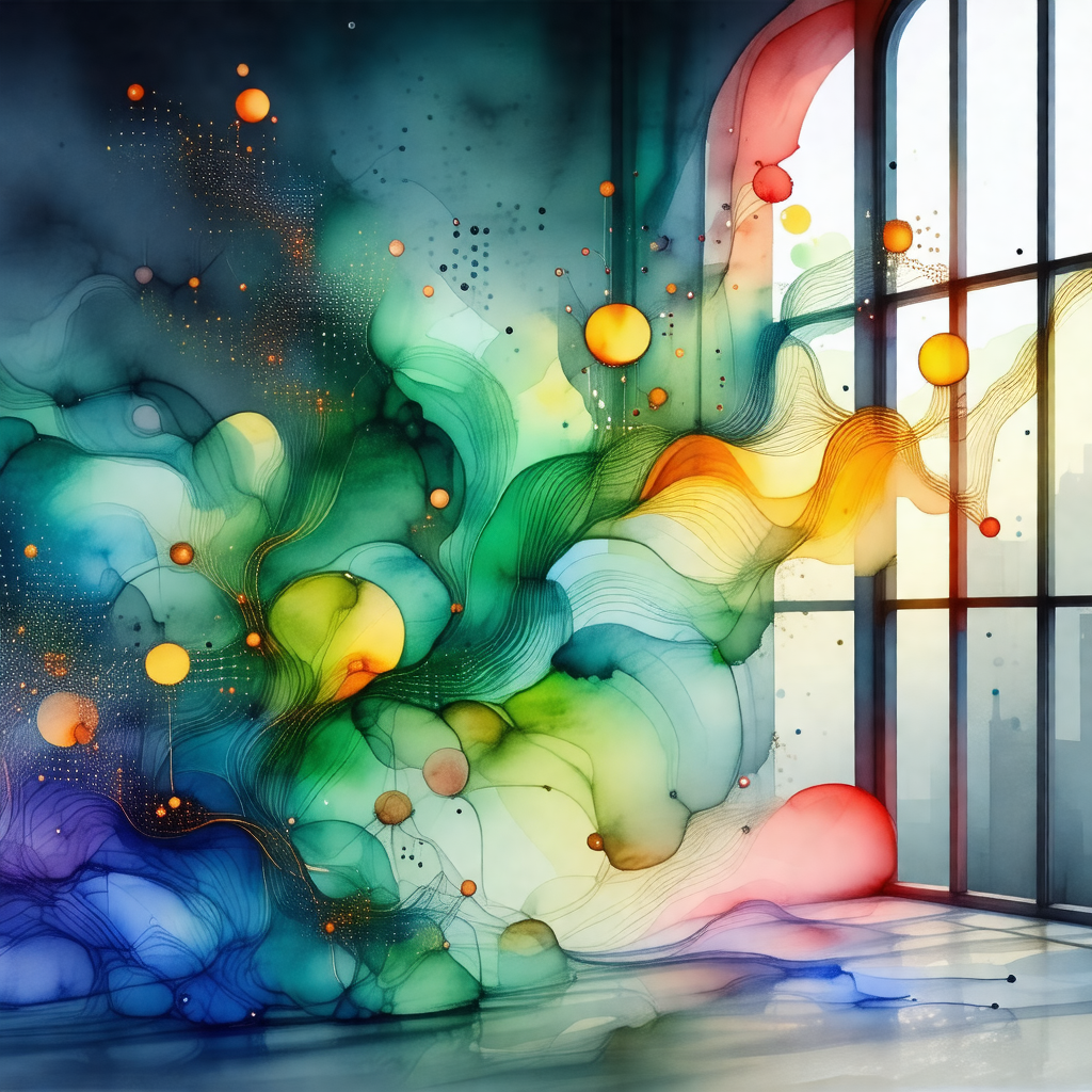 Colorful painting of a room with a window