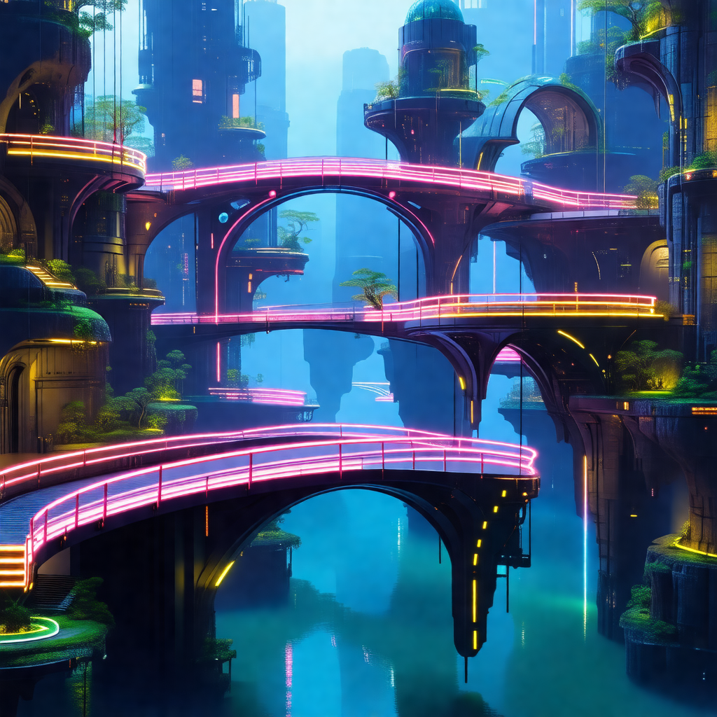 Computer-generated (cgi) artwork of a futuristic city wit...