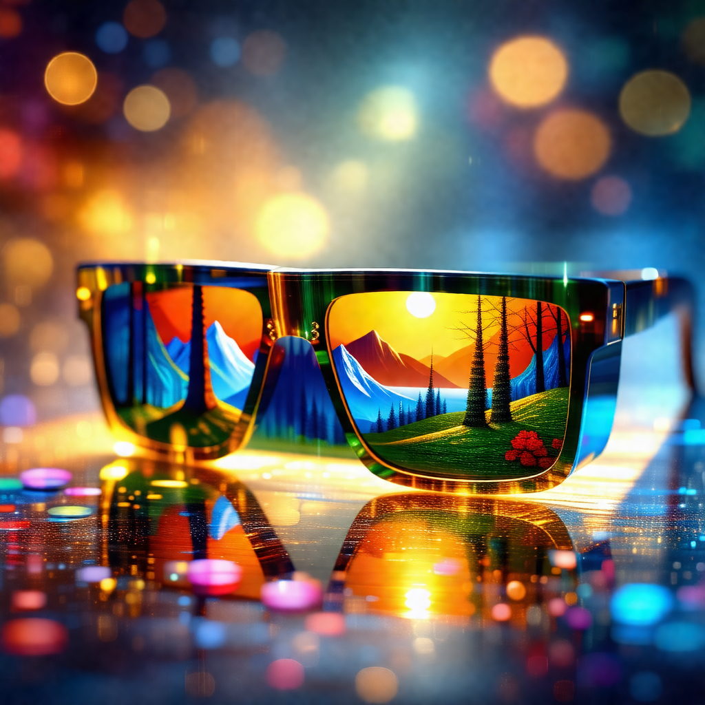 Pair of sunglasses with a colorful and artistic design