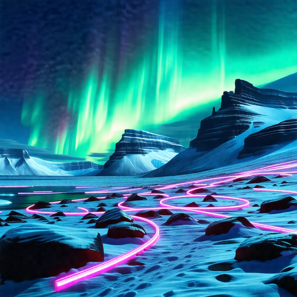 Beautiful, snow-covered landscape with a sky filled with ...