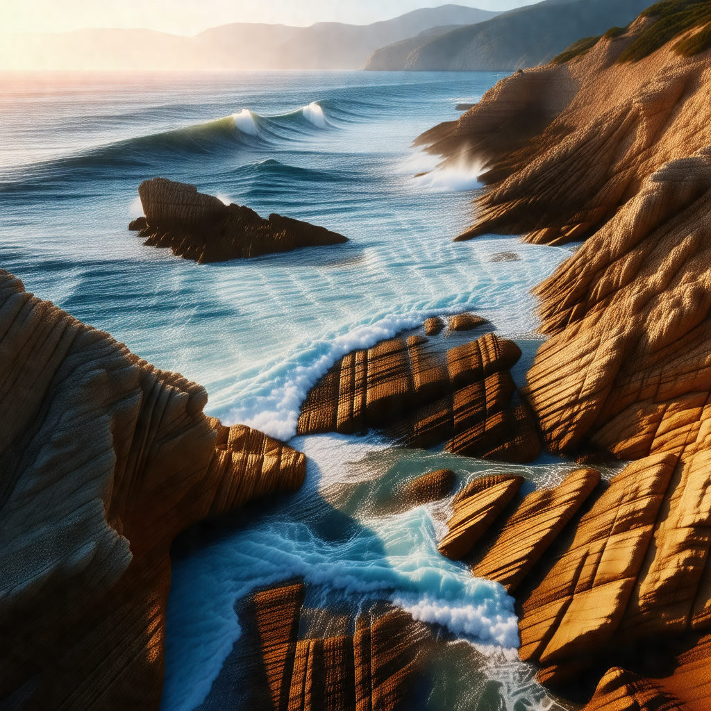 Beautiful ocean scene with a rocky coastline