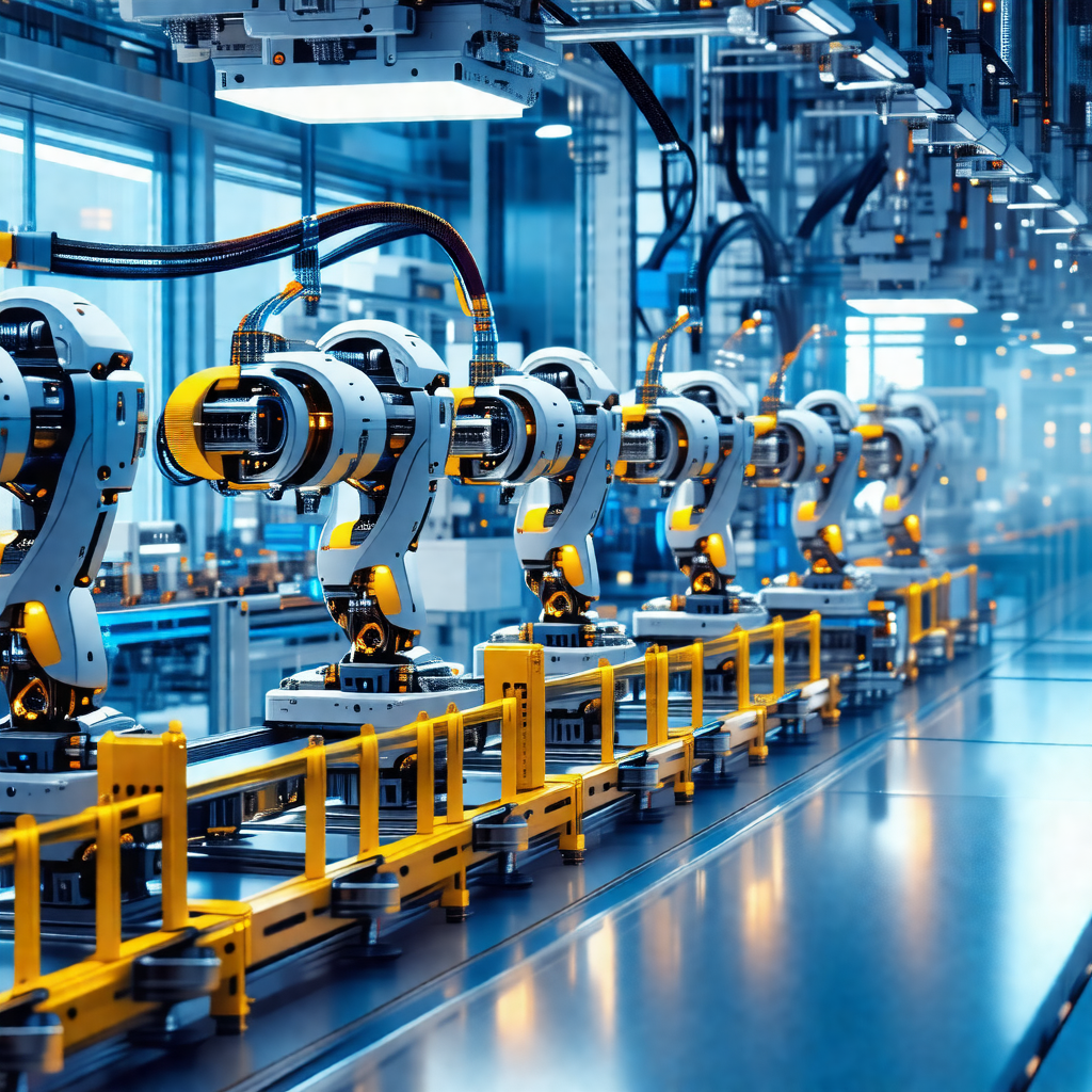 Factory with a large number of robots working together