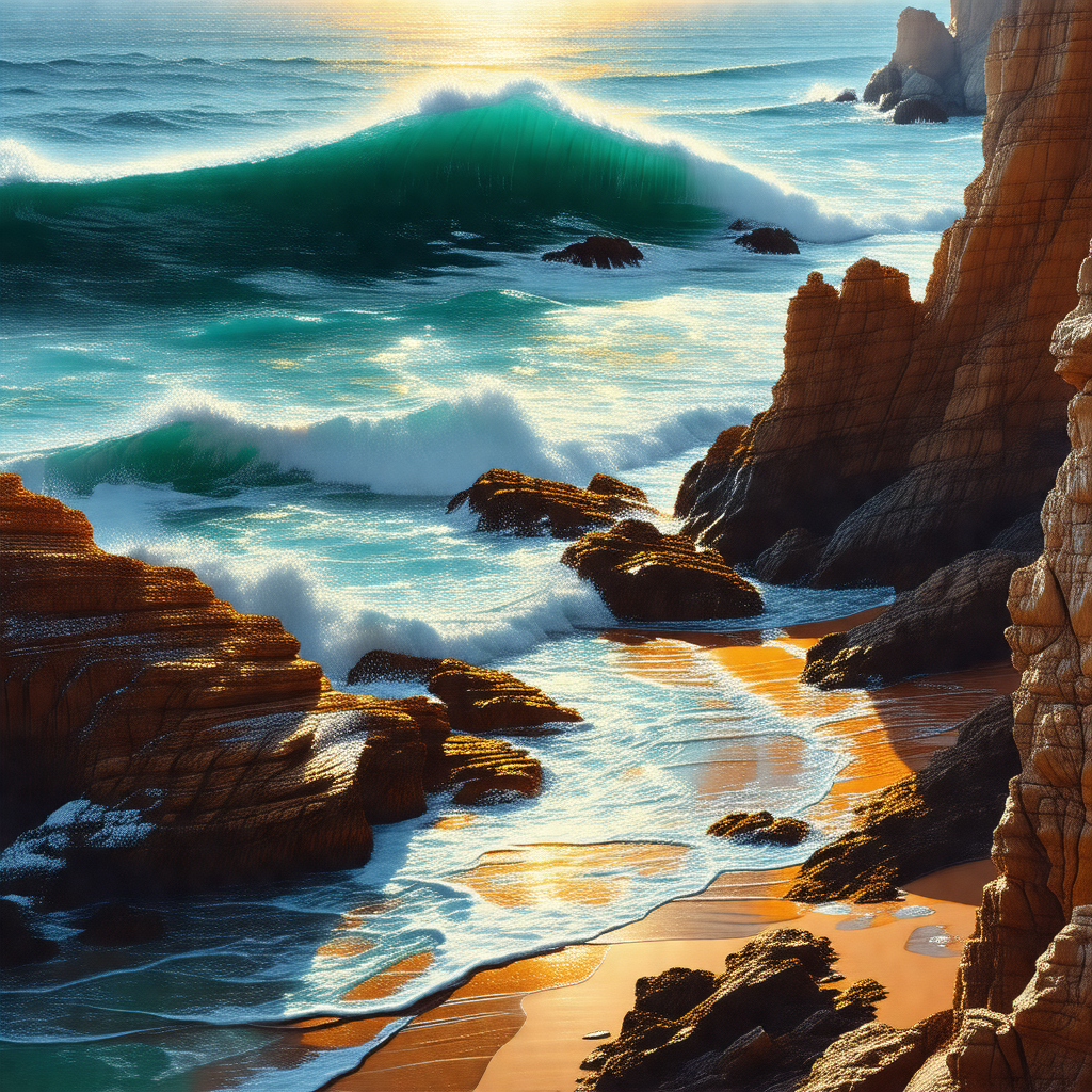 Beautiful beach scene with a large body of water, likely ...