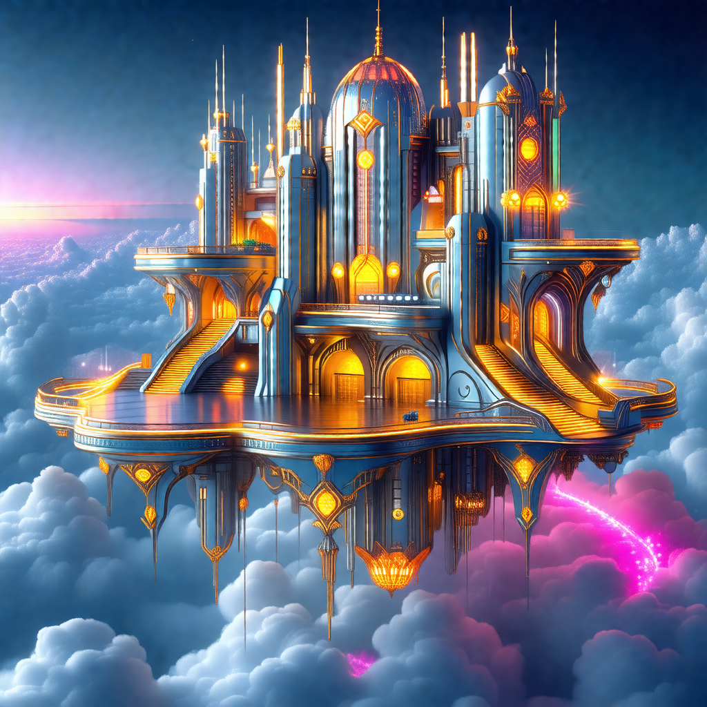 Colorful and detailed illustration of a large, ornate cas...