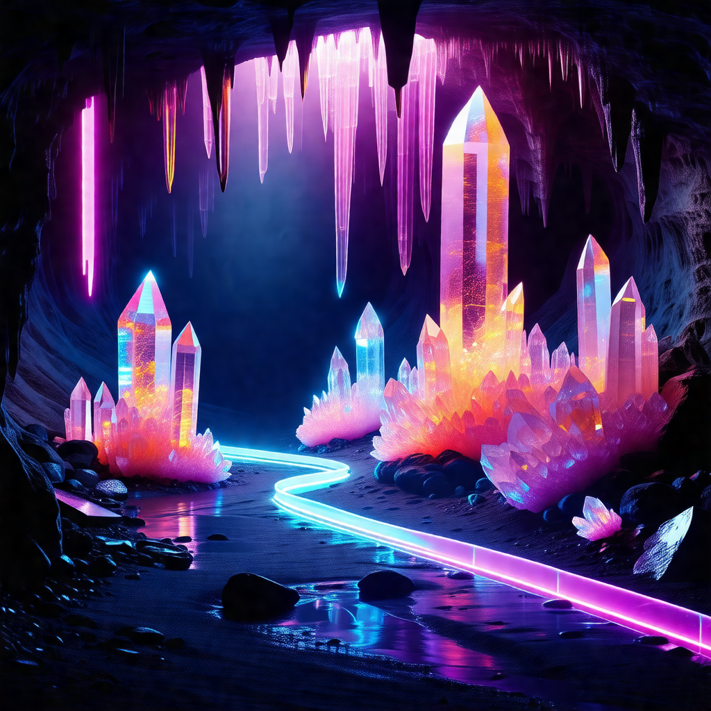 Cave with a river flowing through it
