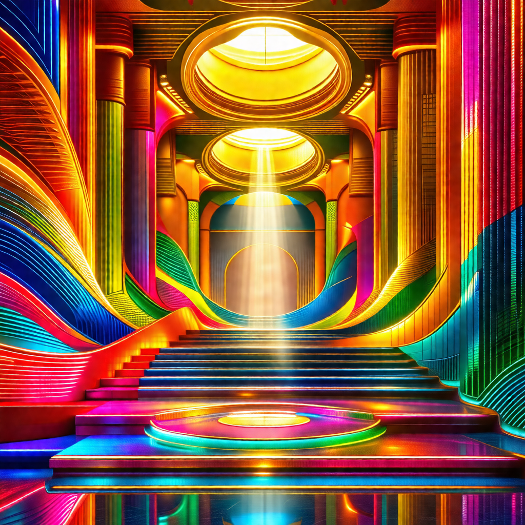 Colorful and vibrant staircase with a rainbow-colored design