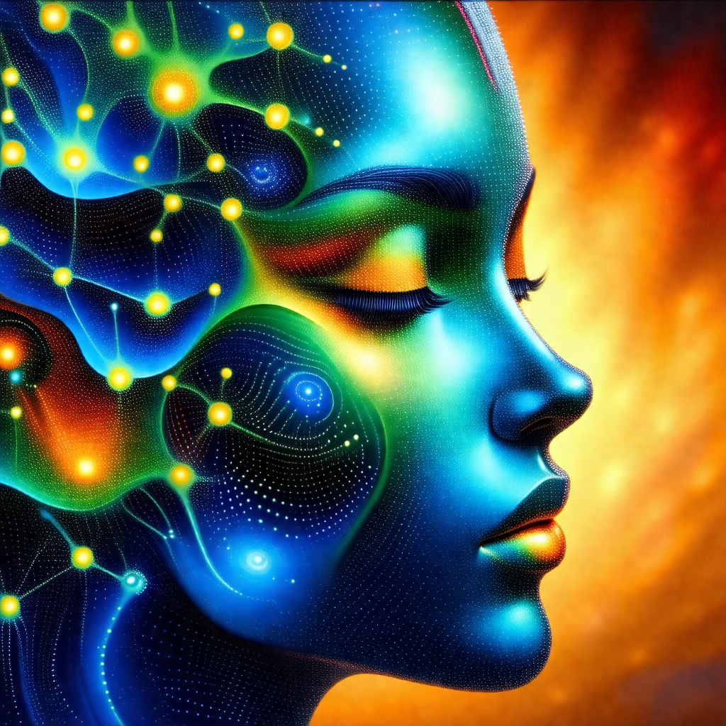 Woman with a blue head, possibly a futuristic or fantasy ...