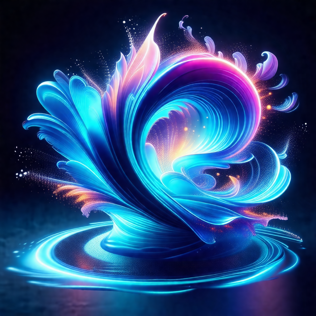 Vibrant blue and purple swirl, which appears to be a wate...