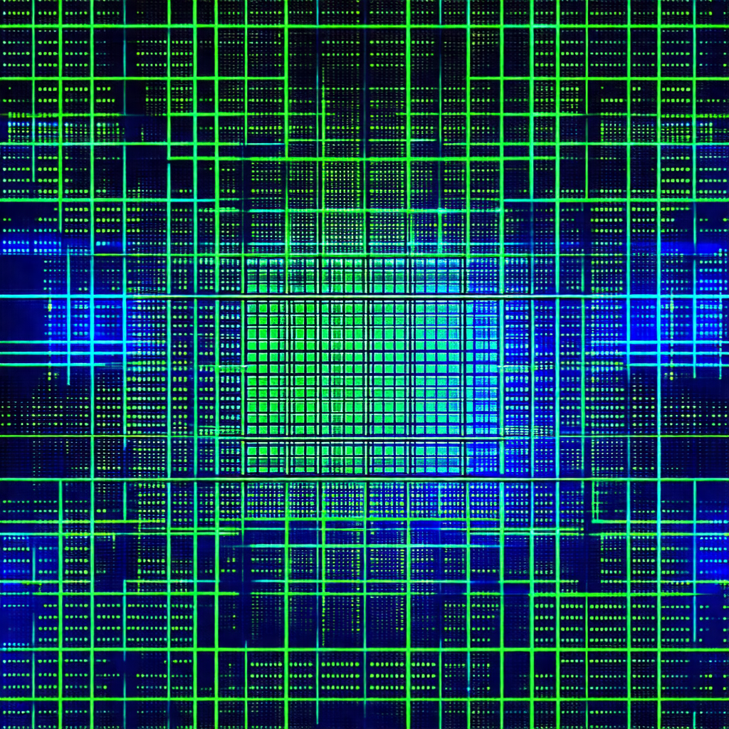 Close-up of a green and blue checkered pattern