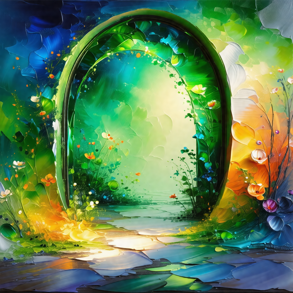 Vibrant and colorful painting of a doorway