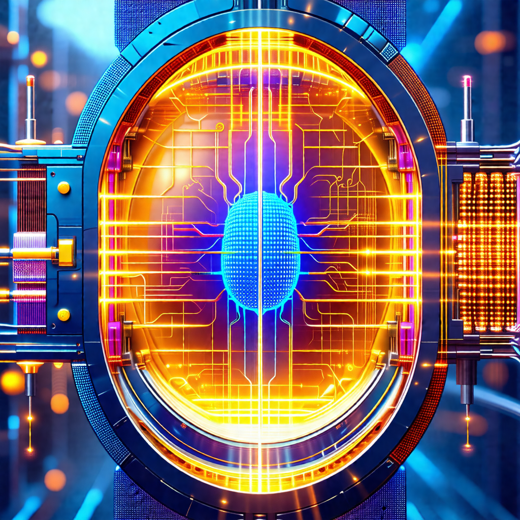 Futuristic-looking object with a blue and yellow glow