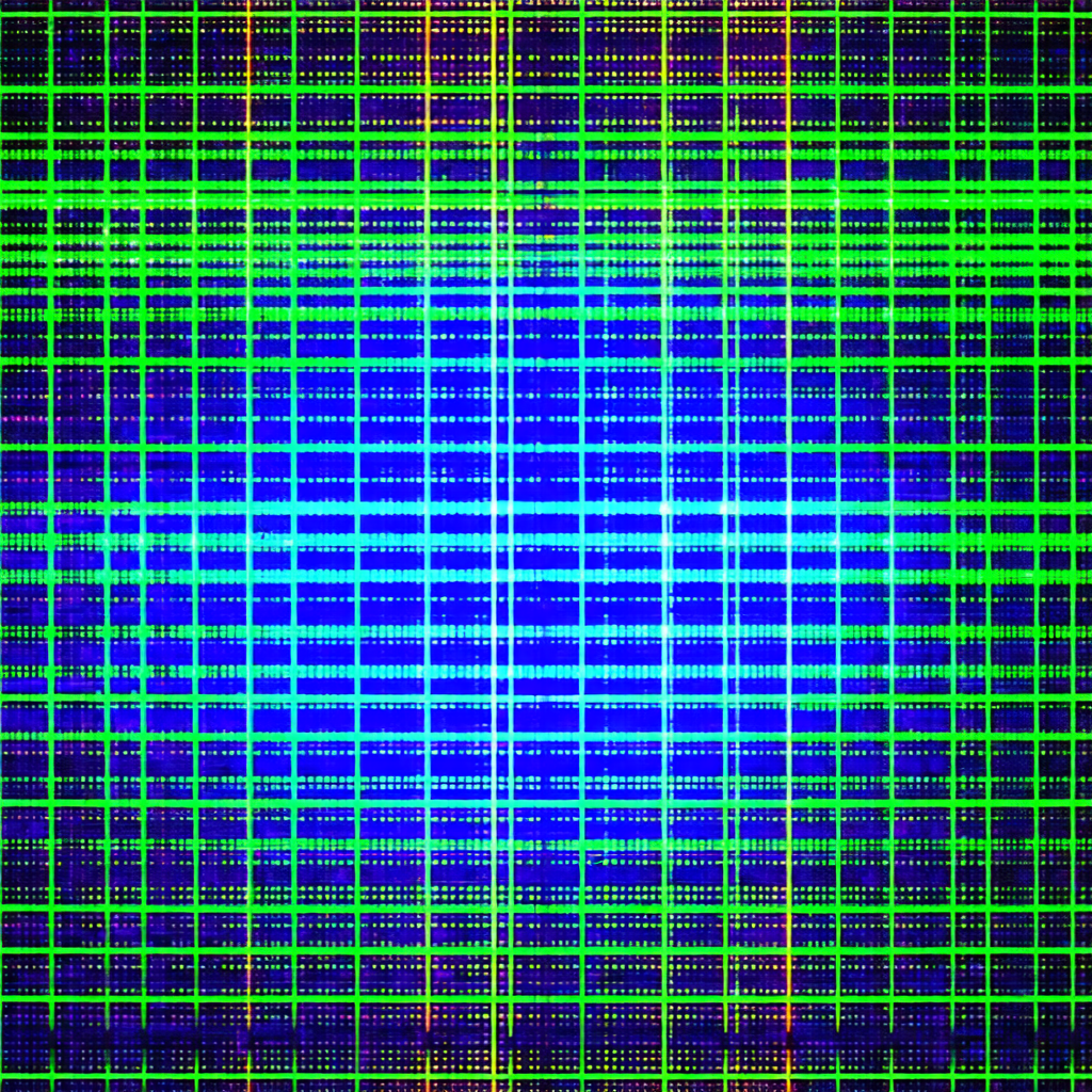 Close-up of a blue and green checkered pattern
