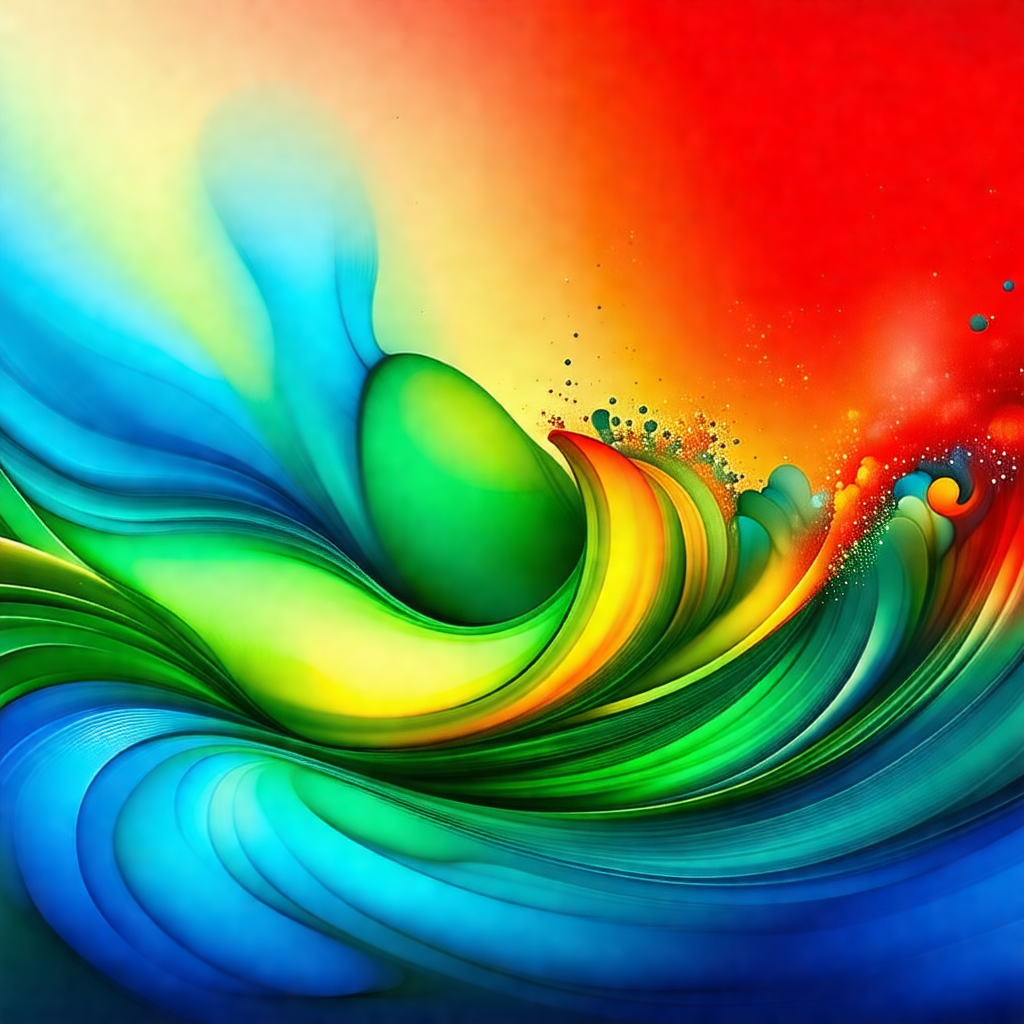 Colorful painting of a wave, featuring a mix of blue, gre...