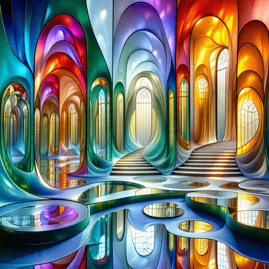 Colorful and artistic depiction of a large, multi-colored...