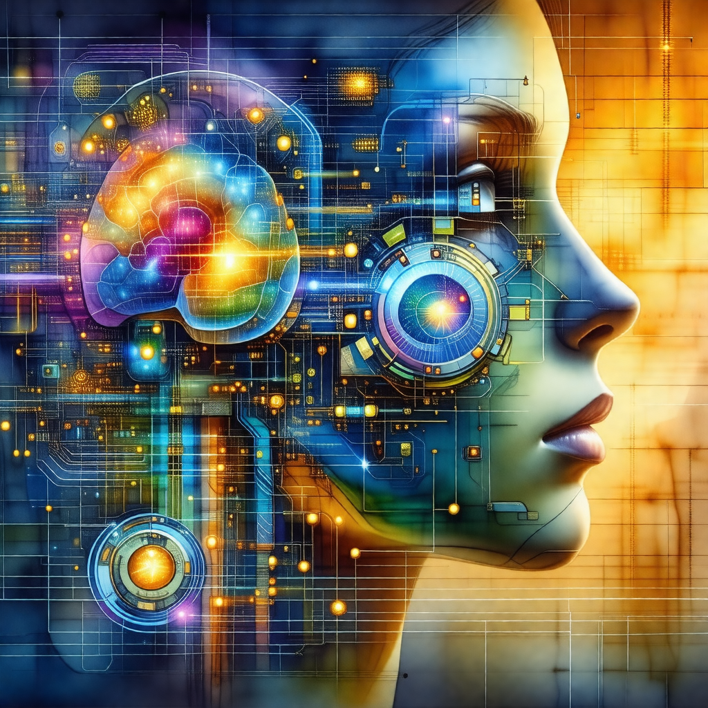 Colorful and detailed illustration of a human head, featu...