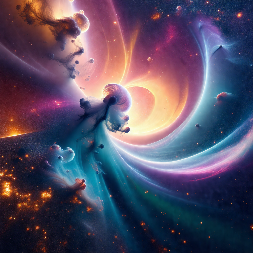 Vibrant and colorful space scene featuring a swirling vor...