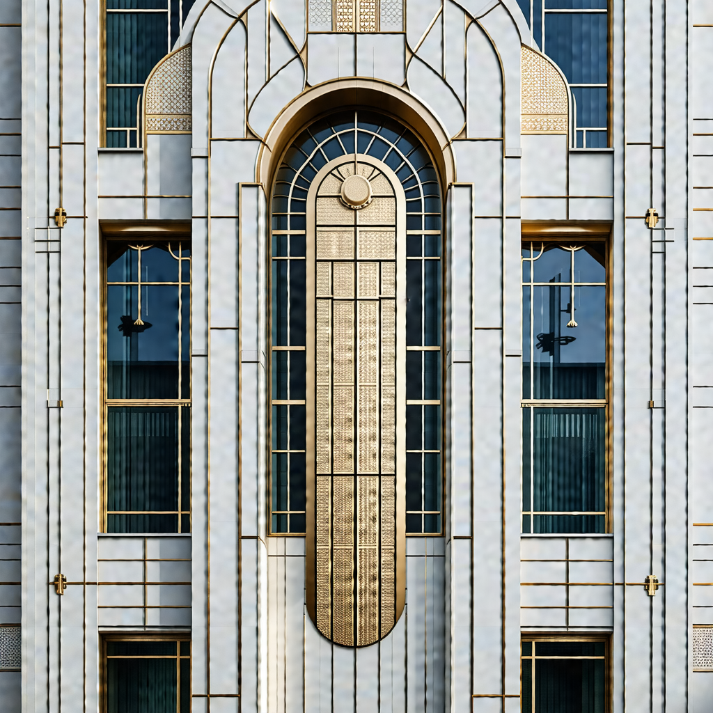 Large, ornate building with a gold and white color scheme
