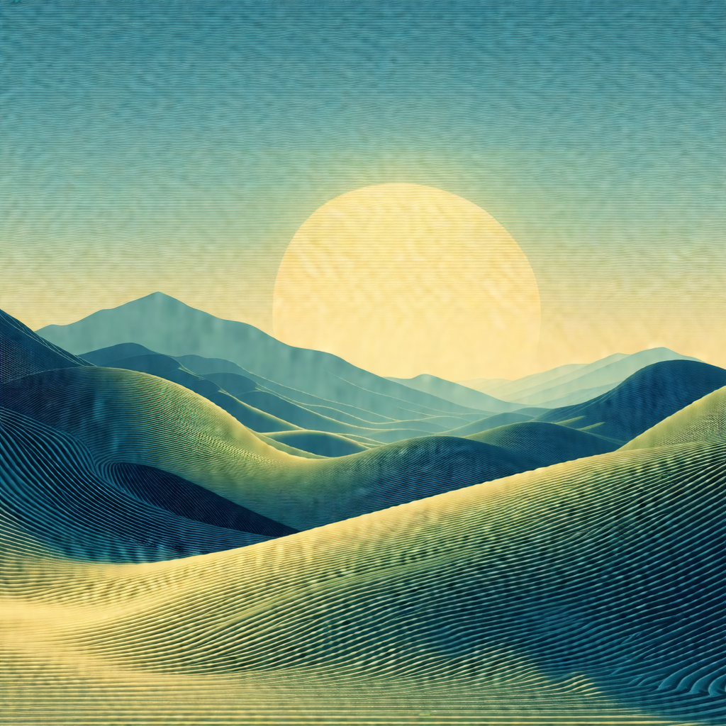 Beautiful desert landscape with a sunset in the background