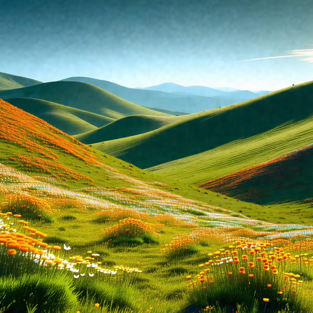 Beautiful landscape with a lush green hillside and a vall...