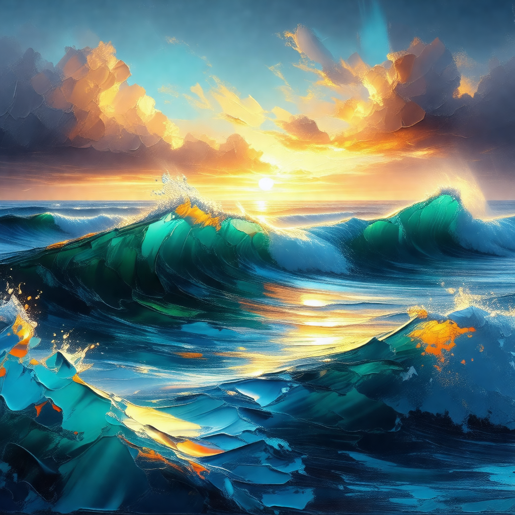 Beautiful sunset over the ocean, with the sun setting beh...