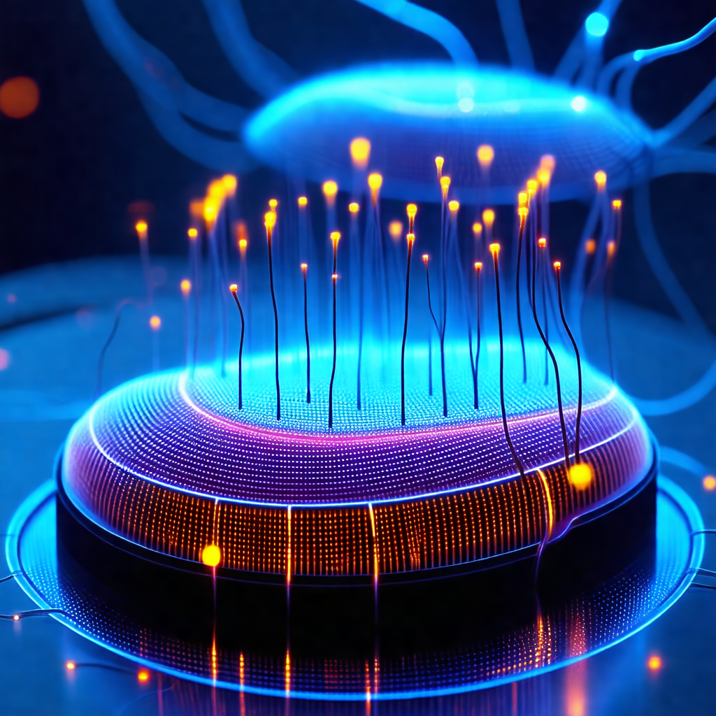 Blue light display with a purple hue, resembling a jellyfish