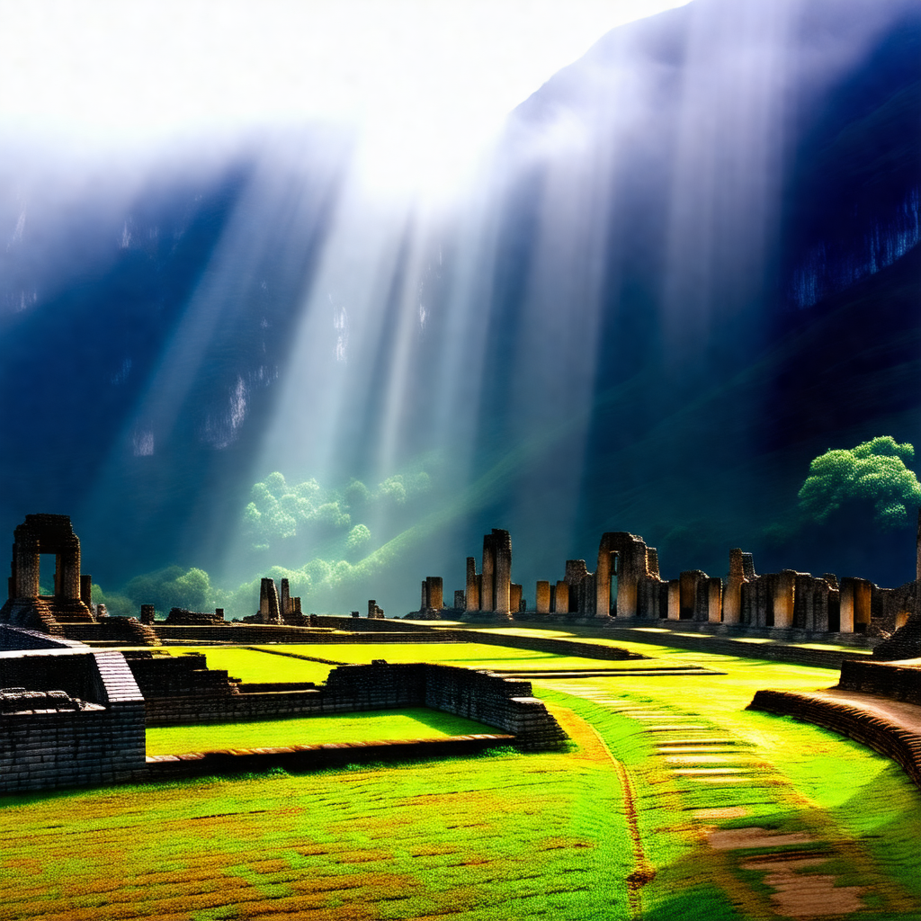 Large, grassy field with a mountain in the background