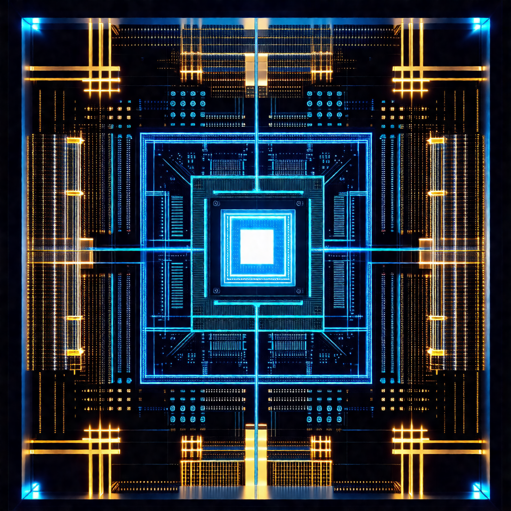 Close-up of a computer circuit board, featuring a blue an...