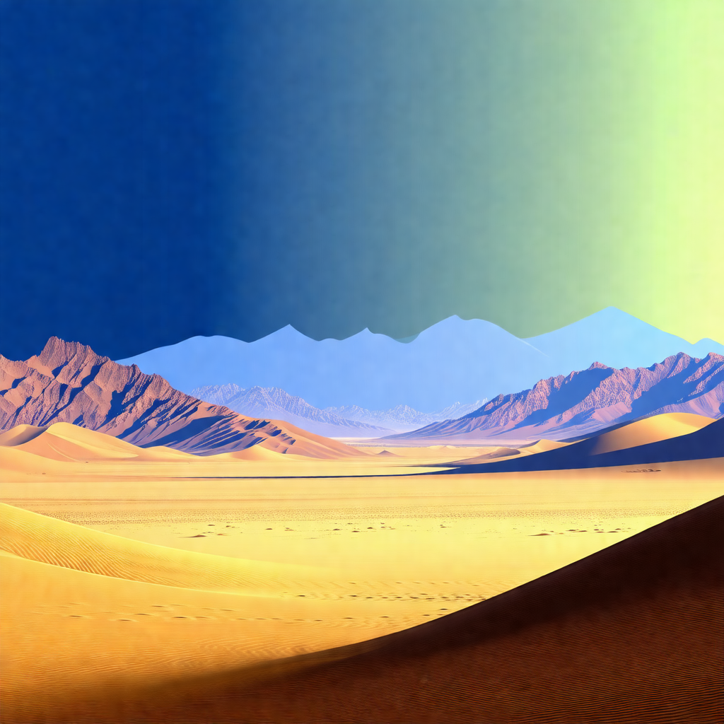 Beautiful desert landscape with a mountain range in the b...
